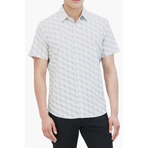 NWT DKNY Simon Short Sleeve Button-Up Shirt Skyline Stretch UPF 30 Size S